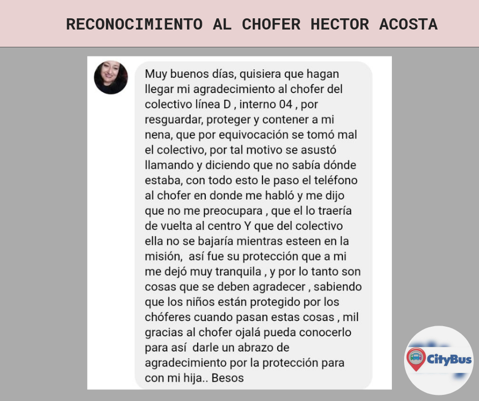 Reconocimiento Al Chofer Hector Acosta
