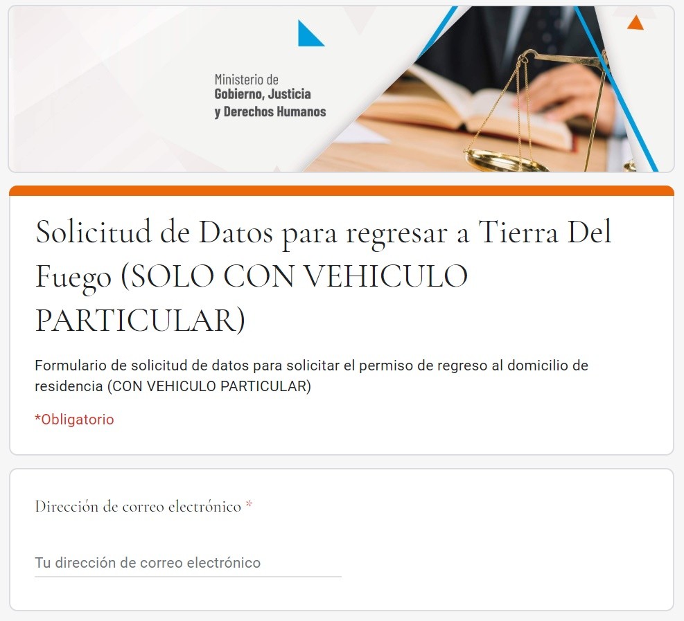 Formulario Para Regresar A Tierra Del Fuego