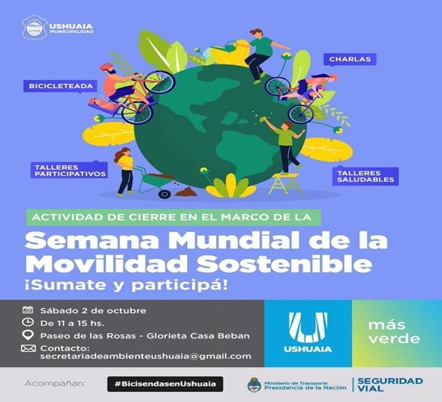 la municipalidad de ushuaia invita a participar de una jornada por la movilidad sostenible en el paseo de las rosas