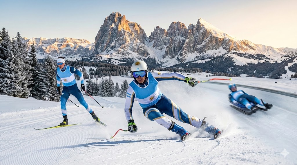 Imagen ilustrativa de atletas argentinos en esquí de fondo, esquí alpino y luge sobre nieve
