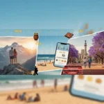 Collage con calendario de feriados 2026 en Argentina, paisajes de montaña y playa, y la fecha del puente turístico del 10 de julio.