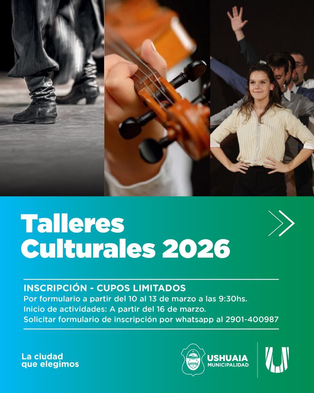 La Municipalidad de Ushuaia abre las inscripciones a los Talleres Culturales 2026
