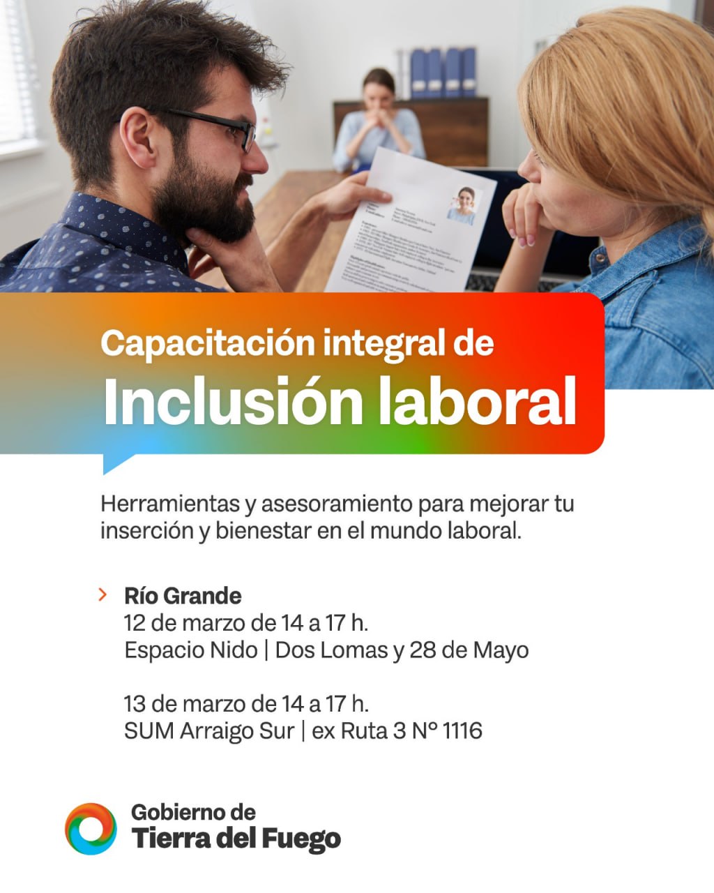 Gobierno convoca a nuevas jornadas de Capacitación Integral de Inclusión Laboral en Río Grande