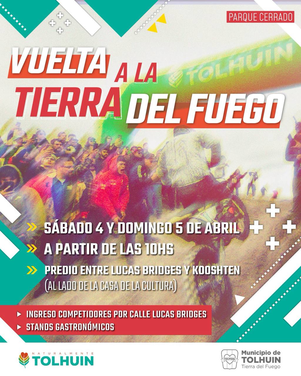 Este fin de semana se vive la Vuelta a la Tierra del Fuego en el parque de asistencia en Tolhuin