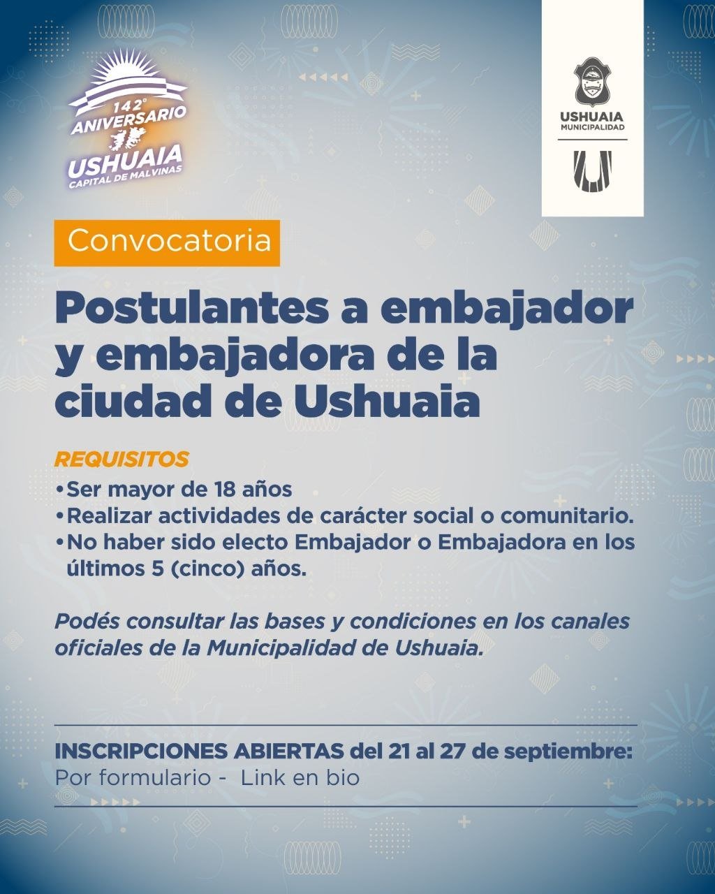 Continúa abierta la convocatoria a embajador y embajadora de la ciudad
