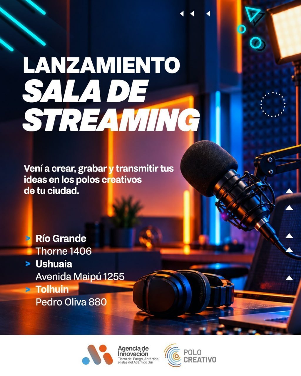 La Agencia de Innovación relanza las salas de Streaming en los Polos Creativos de Tierra del Fuego