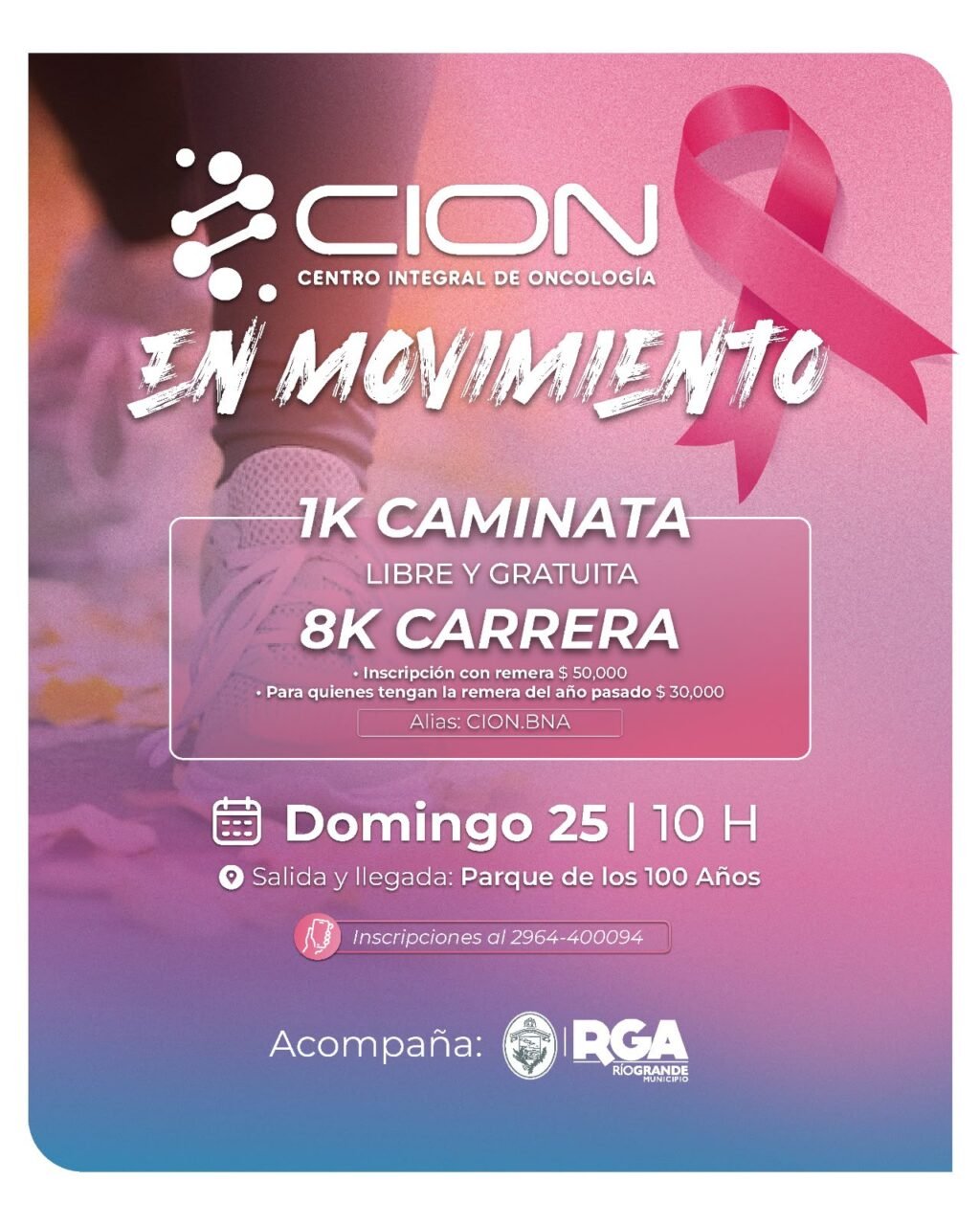 El Municipio acompañará la actividad «CION en movimento» en el marco de la concientización sobre el cáncer de mama