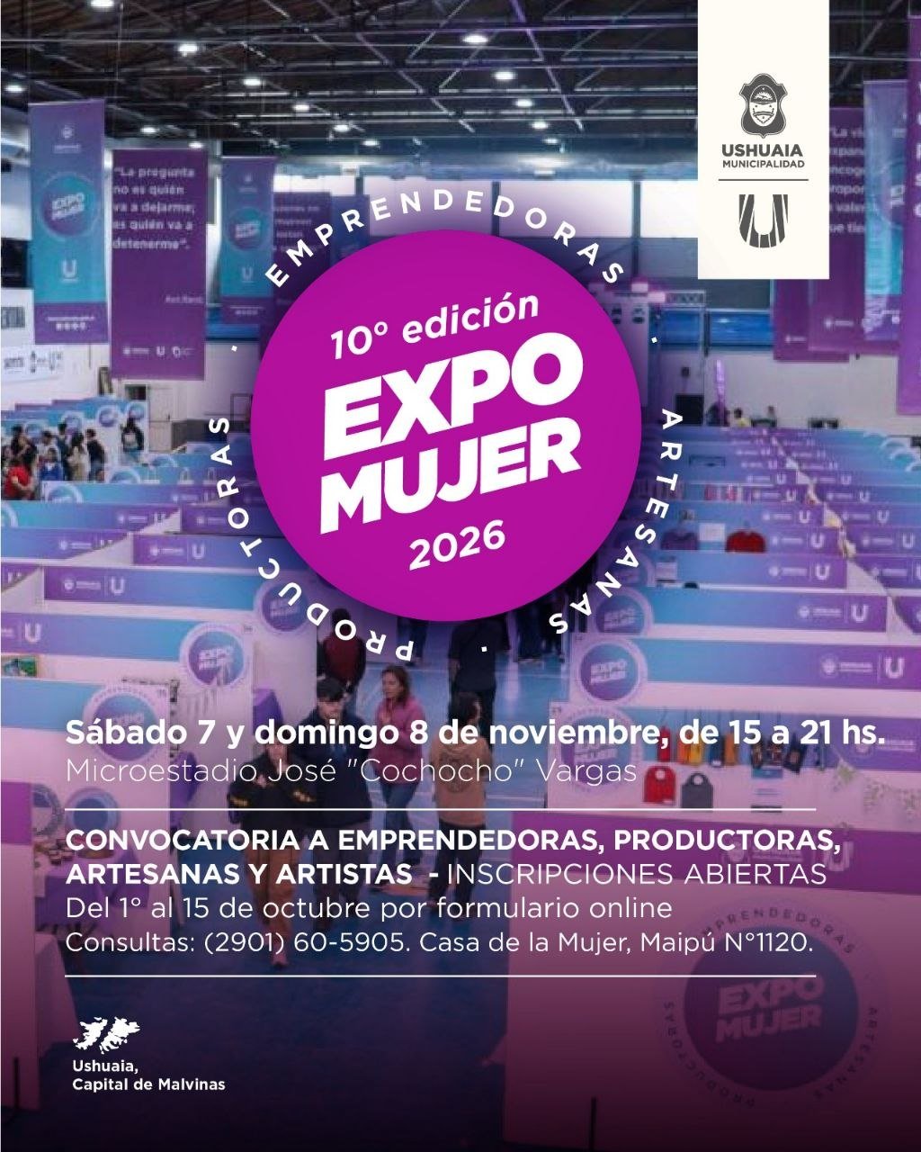 La municipalidad de Ushuaia abre las postulaciones para participar de la 10° edición de la Expo Mujer